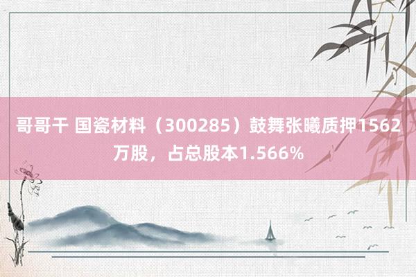 哥哥干 国瓷材料（300285）鼓舞张曦质押1562万股，占总股本1.566%