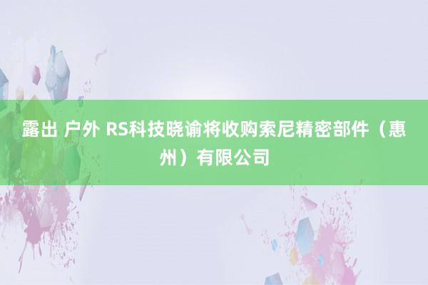 露出 户外 RS科技晓谕将收购索尼精密部件（惠州）有限公司