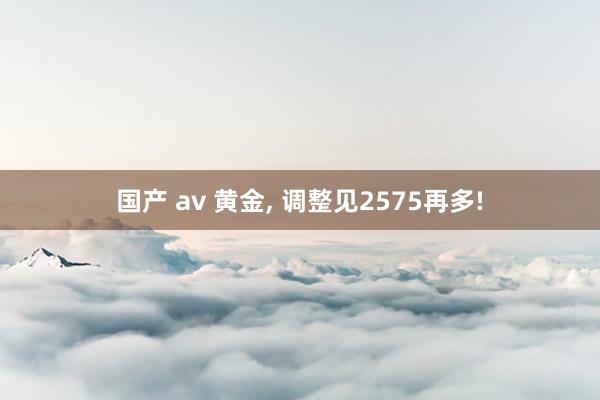 国产 av 黄金， 调整见2575再多!