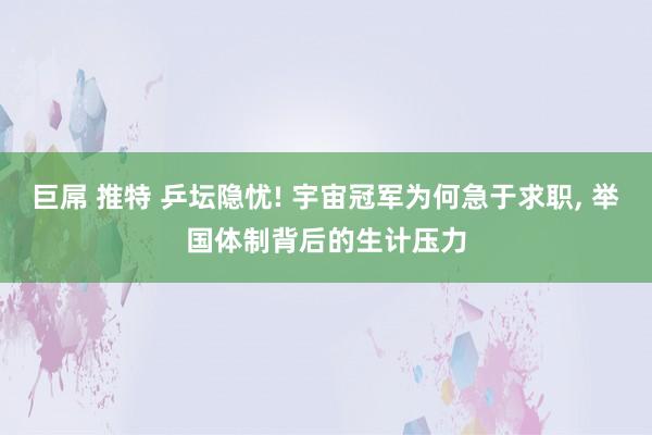 巨屌 推特 乒坛隐忧! 宇宙冠军为何急于求职， 举国体制背后的生计压力