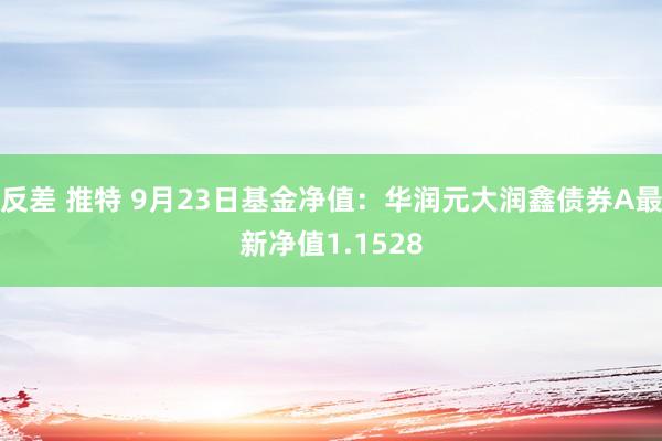 反差 推特 9月23日基金净值：华润元大润鑫债券A最新净值1.1528