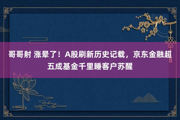 哥哥射 涨晕了！A股刷新历史记载，京东金融超五成基金千里睡客户苏醒