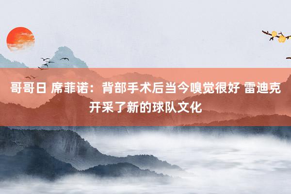 哥哥日 席菲诺：背部手术后当今嗅觉很好 雷迪克开采了新的球队文化