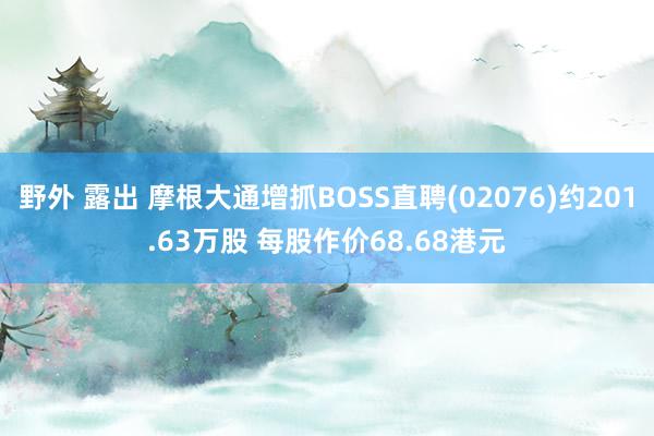 野外 露出 摩根大通增抓BOSS直聘(02076)约201.63万股 每股作价68.68港元