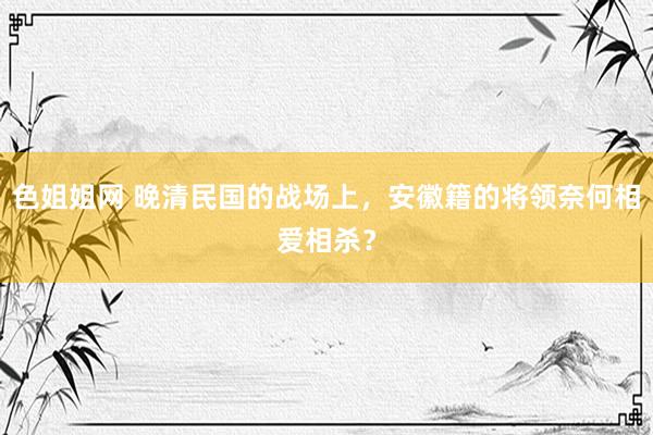 色姐姐网 晚清民国的战场上，安徽籍的将领奈何相爱相杀？