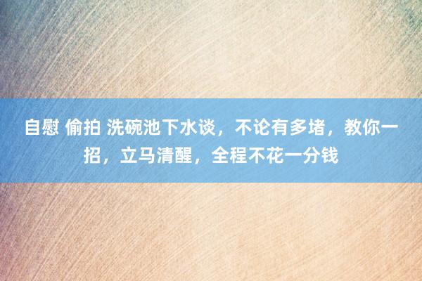 自慰 偷拍 洗碗池下水谈，不论有多堵，教你一招，立马清醒，全程不花一分钱