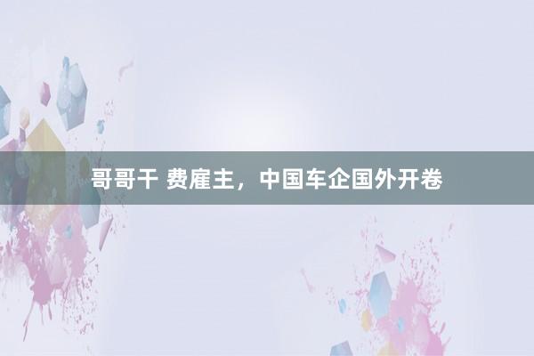 哥哥干 费雇主，中国车企国外开卷