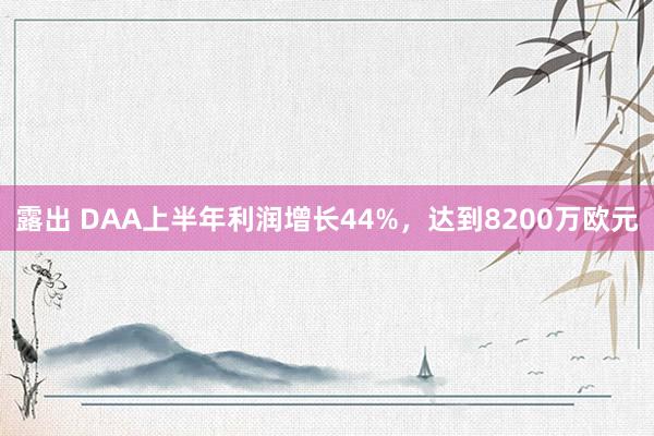 露出 DAA上半年利润增长44%，达到8200万欧元