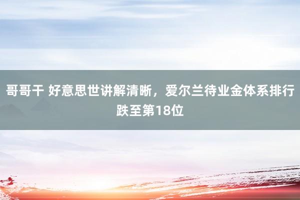 哥哥干 好意思世讲解清晰，爱尔兰待业金体系排行跌至第18位