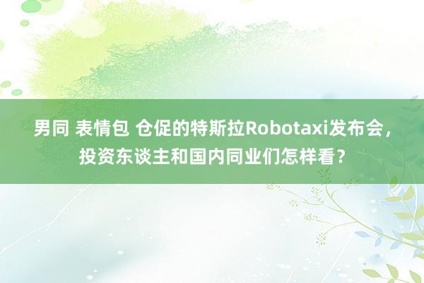 男同 表情包 仓促的特斯拉Robotaxi发布会，投资东谈主和国内同业们怎样看？