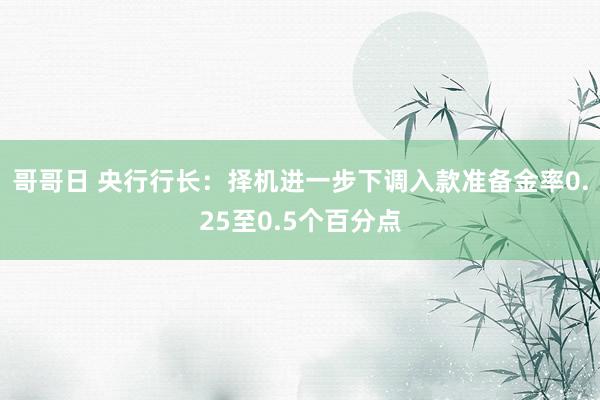 哥哥日 央行行长：择机进一步下调入款准备金率0.25至0.5个百分点