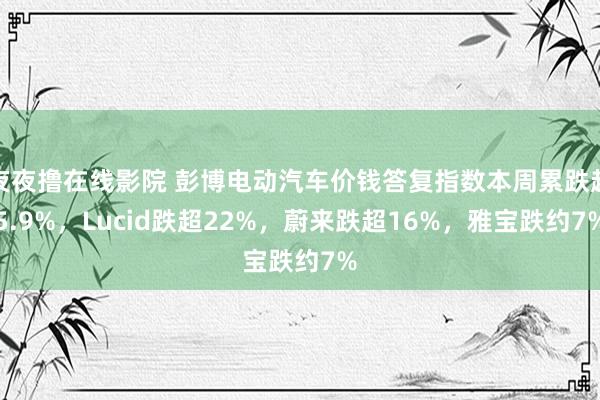 夜夜撸在线影院 彭博电动汽车价钱答复指数本周累跌超5.9%，Lucid跌超22%，蔚来跌超16%，雅宝跌约7%