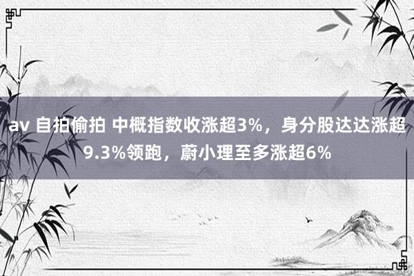 av 自拍偷拍 中概指数收涨超3%，身分股达达涨超9.3%领跑，蔚小理至多涨超6%