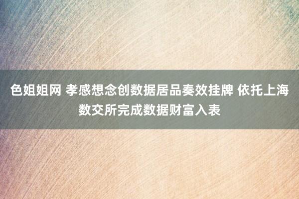 色姐姐网 孝感想念创数据居品奏效挂牌 依托上海数交所完成数据财富入表