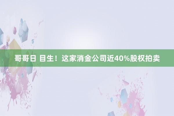 哥哥日 目生！这家消金公司近40%股权拍卖