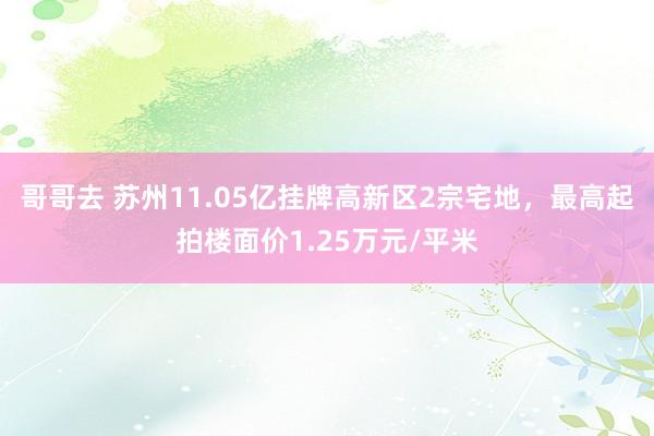 哥哥去 苏州11.05亿挂牌高新区2宗宅地，最高起拍楼面价1.25万元/平米