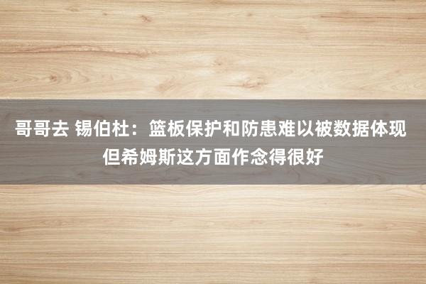 哥哥去 锡伯杜：篮板保护和防患难以被数据体现 但希姆斯这方面作念得很好