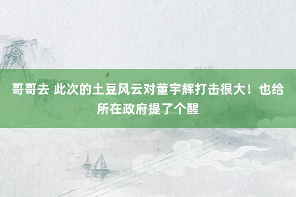 哥哥去 此次的土豆风云对董宇辉打击很大！也给所在政府提了个醒