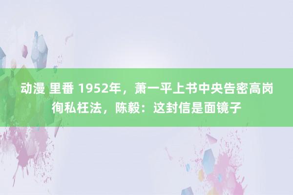 动漫 里番 1952年，萧一平上书中央告密高岗徇私枉法，陈毅：这封信是面镜子