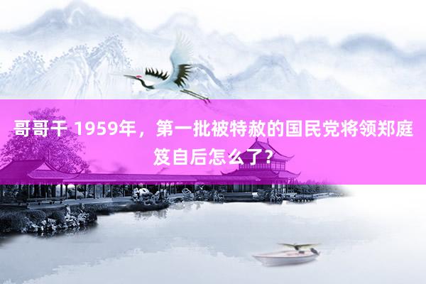 哥哥干 1959年，第一批被特赦的国民党将领郑庭笈自后怎么了？