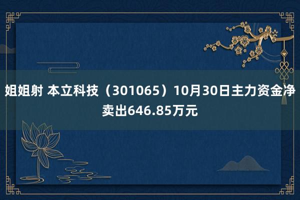 姐姐射 本立科技（301065）10月30日主力资金净卖出646.85万元