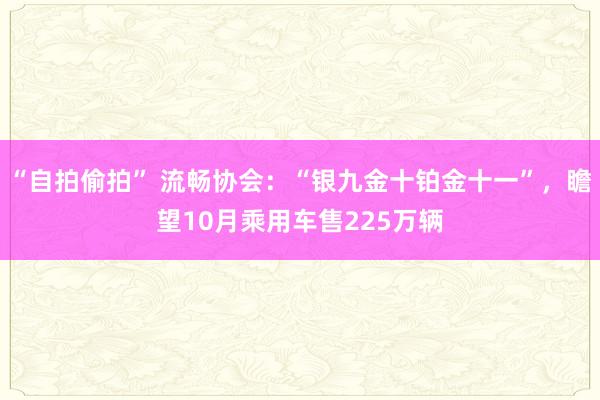 “自拍偷拍” 流畅协会：“银九金十铂金十一”，瞻望10月乘用车售225万辆