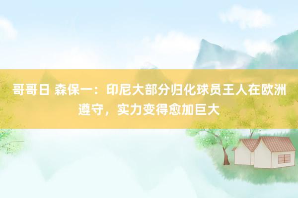 哥哥日 森保一：印尼大部分归化球员王人在欧洲遵守，实力变得愈加巨大