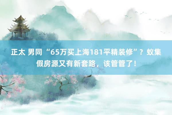 正太 男同 “65万买上海181平精装修”？蚁集假房源又有新套路，该管管了！