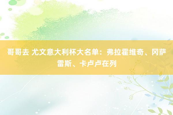 哥哥去 尤文意大利杯大名单：弗拉霍维奇、冈萨雷斯、卡卢卢在列