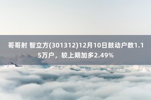 哥哥射 智立方(301312)12月10日鼓动户数1.15万户，较上期加多2.49%