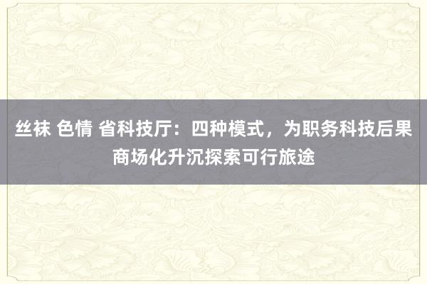 丝袜 色情 省科技厅：四种模式，为职务科技后果商场化升沉探索可行旅途