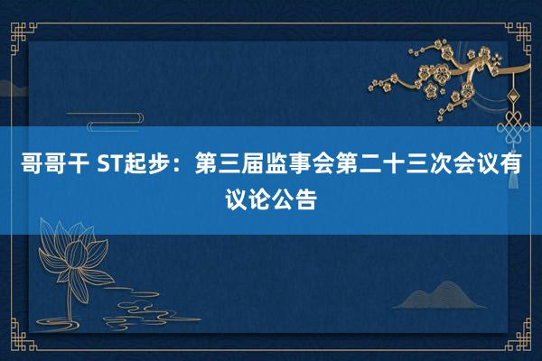 哥哥干 ST起步：第三届监事会第二十三次会议有议论公告