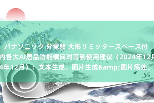 パナソニック 分電盤 大形リミッタースペース付 露出・半埋込両用形 国内各大AI居品功能横向对等到使用建议（2024年12月）：文本生成、图片生成&图片惩处、智能体篇更新汇总