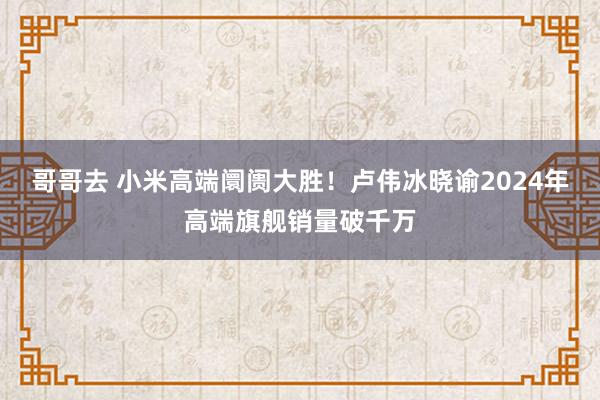 哥哥去 小米高端阛阓大胜！卢伟冰晓谕2024年高端旗舰销量破千万