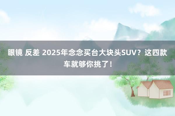 眼镜 反差 2025年念念买台大块头SUV？这四款车就够你挑了！