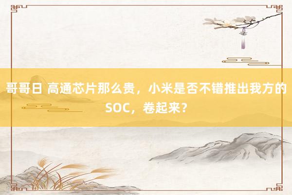 哥哥日 高通芯片那么贵，小米是否不错推出我方的SOC，卷起来？