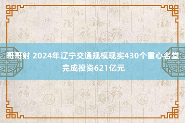 哥哥射 2024年辽宁交通规模现实430个重心名堂 完成投资621亿元