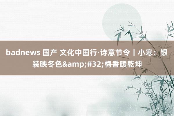 badnews 国产 文化中国行·诗意节令｜小寒：银装映冬色&#32;梅香暖乾坤