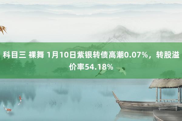 科目三 裸舞 1月10日紫银转债高潮0.07%，转股溢价率54.18%